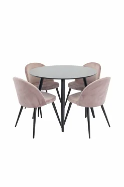Venture Home Spisebordssæt Plaza med stole fløjl Støvet rosa Clearance