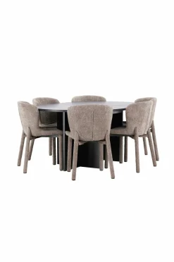 Venture Home Spisebord Strada med Astoria-stol Brun Hot