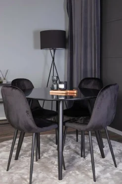 Venture Home Spisegrupper>Spisebordssæt Plaza med 4 stole Polar Sort