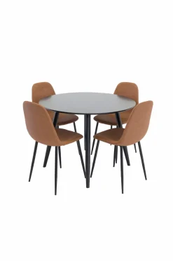 Venture Home Spisebordssæt Plaza med stole Polar Sort Sale