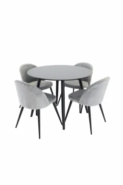 Venture Home Spisebordssæt Plaza med stole fløjl Grå Best