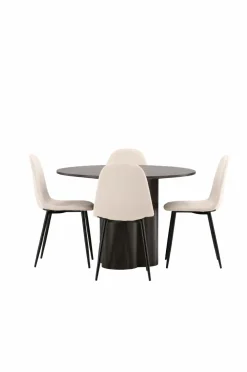 Venture Home Spisegrupper>Spisegruppe Olivia med 4 stole Polar Brown, Beige