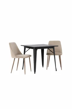 Venture Home Spisegrupper>Spisegruppe Tempe med 2 stole Night Black, Beige