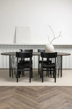 Venture Home Spisegrupper>Spisegruppe Stone Oval og stolene Montros Sort