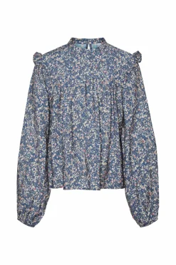 Vero Moda Girl Bluser>Bluse vmIris LS Crop Top Wvn Coronet blue