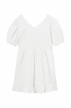 Vero Moda Girl Kjoler>Kjole vmSui SS Short Dress Wvn Snow white