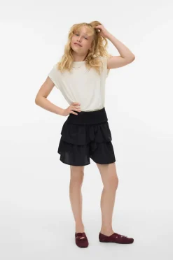 Vero Moda Girl Nederdele>Nederdel vmEmma Smock Layer Short Skirt Wvn Black