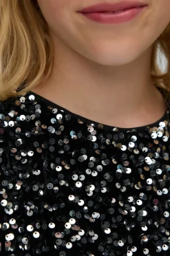 Vero Moda Girl Pailletkjole vmBella LS Sequin Jrs Grl Black Outlet
