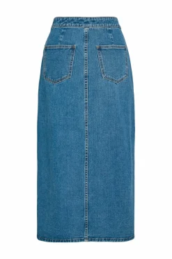 Vila Cowboynederdel viGarcia HW Lacing Detail Medium blue denim Hot