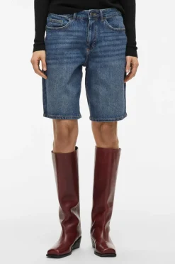 Vila Denimshorts viJaf RW Bermuda Shorts Mbd/bfs Medium blue denim Clearance