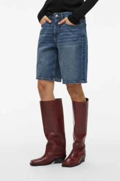 Vila Denimshorts viJaf RW Bermuda Shorts Mbd/bfs Medium blue denim Clearance