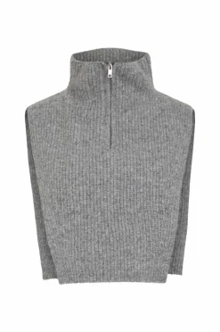 Vila Falsk rullekrave viSaja Half Zip Knit Neck Warmer/ef Medium grey melange