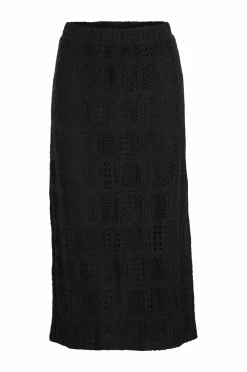 Vila Nederdele>Nederdel viNovira HW Midi Skirt Black beauty