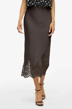 Vila Nederdele>Nederdel viSabel HW Midi Lace Detail Chocolate brown