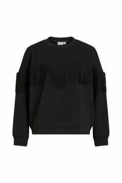 Vila Sweatshirts & Hoodies>Sweatshirt viReflect L/S O-neck Fringe Black beauty