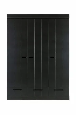WOOOD Garderobeskabe>Garderobe Connect m struktur, H195xB140xD53 Black mdf/metal