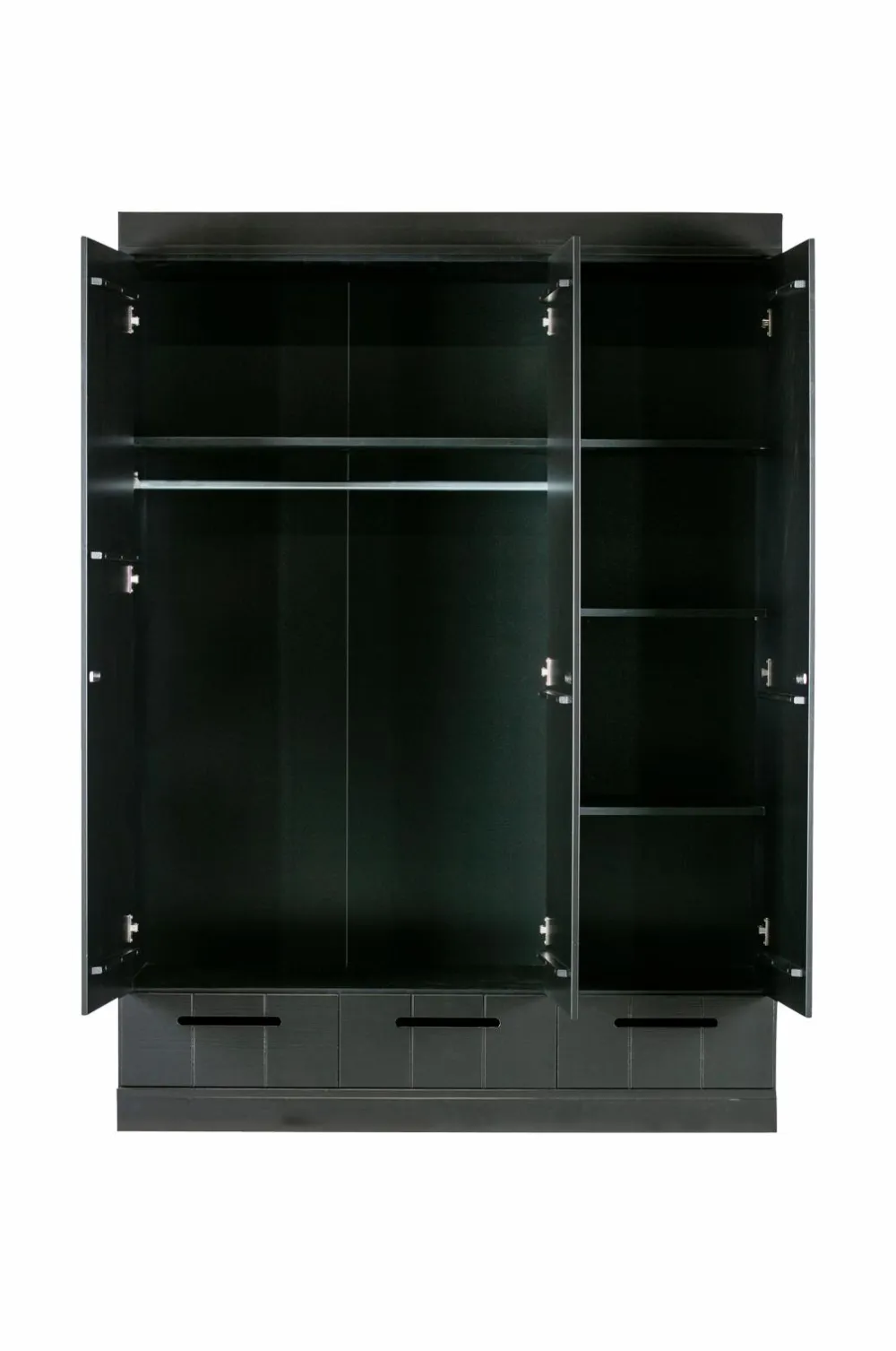 WOOOD Garderobeskabe>Garderobe Connect m struktur, H195xB140xD53 Black mdf/metal