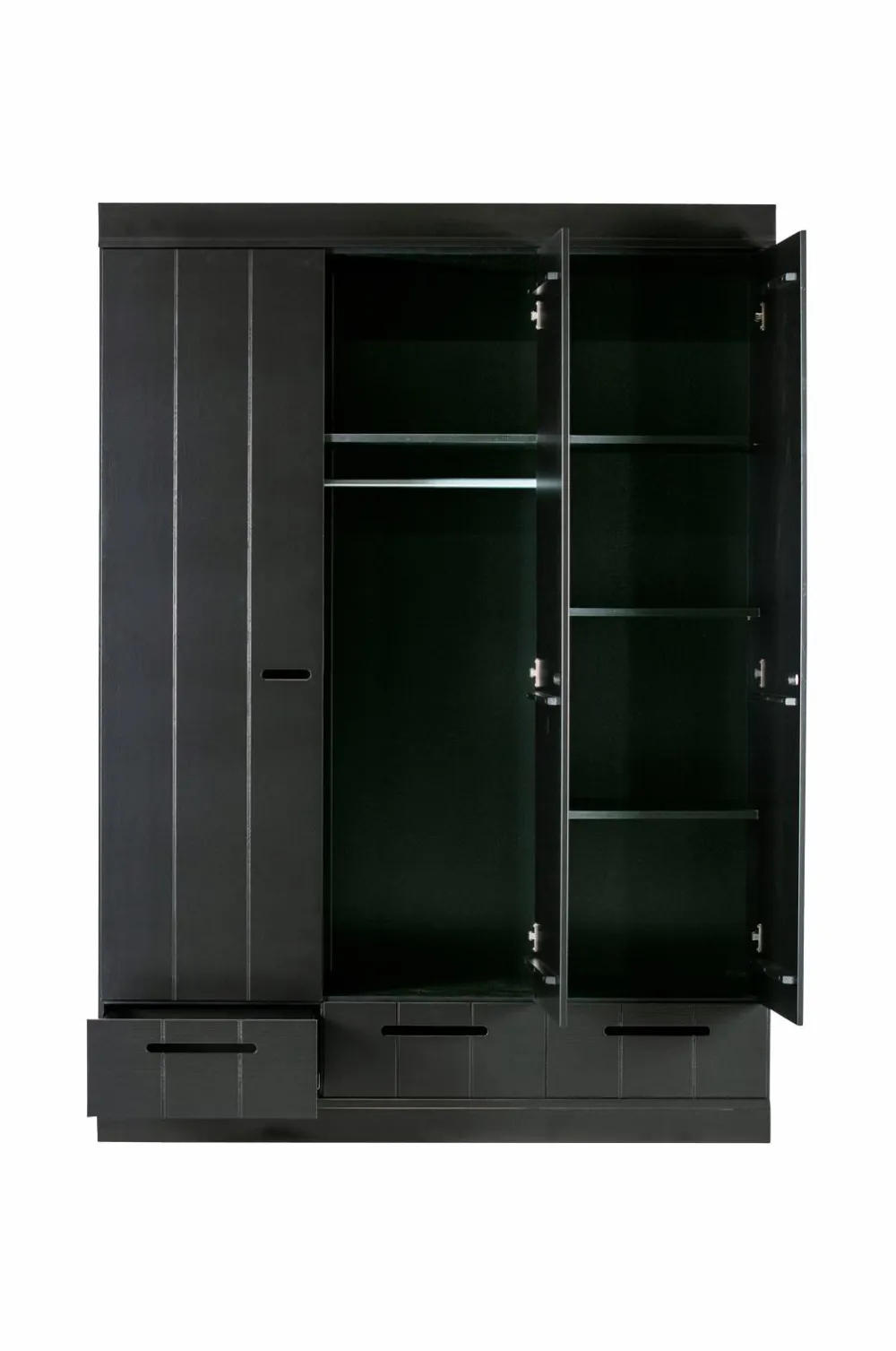 WOOOD Garderobeskabe>Garderobe Connect m struktur, H195xB140xD53 Black mdf/metal
