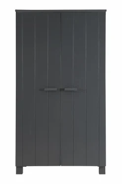 WOOOD Garderobeskab Dennis Stål-grå New