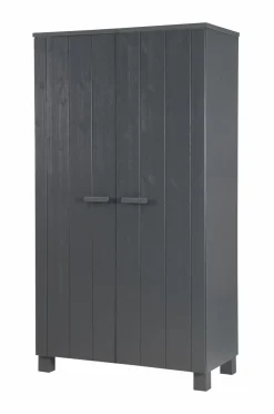 WOOOD Garderobeskab Dennis Stål-grå New