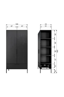 WOOOD Garderobeskab Adam Sort Online