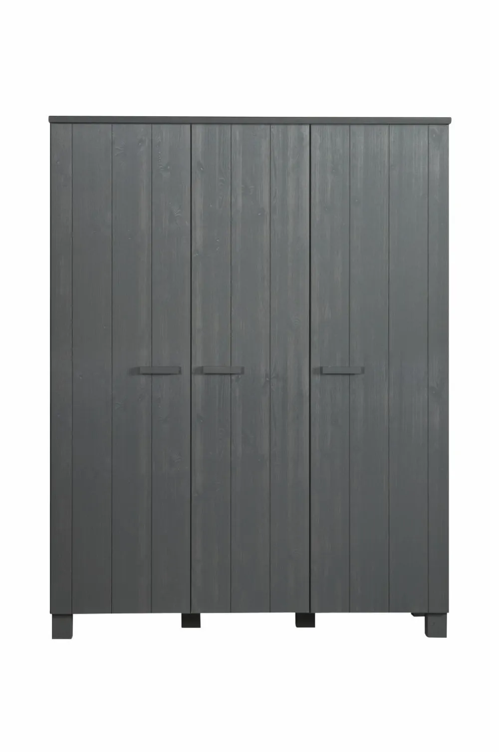 WOOOD Garderobeskab Dennis, 3 låger Stål-grå New