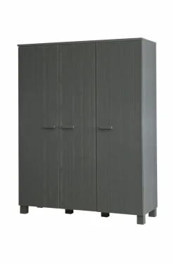 WOOOD Garderobeskab Dennis, 3 låger Stål-grå New