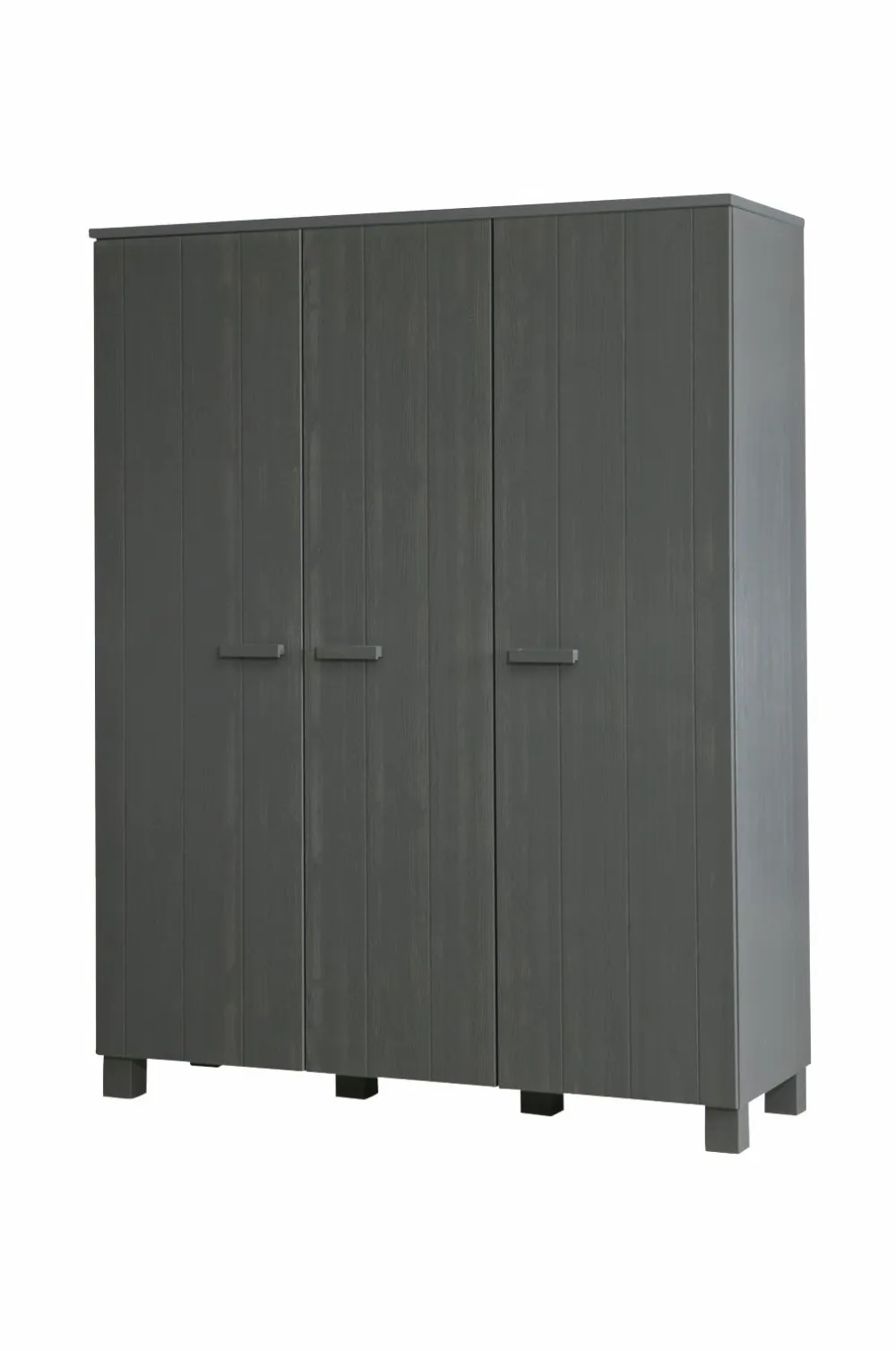 WOOOD Garderobeskab Dennis, 3 låger Stål-grå New