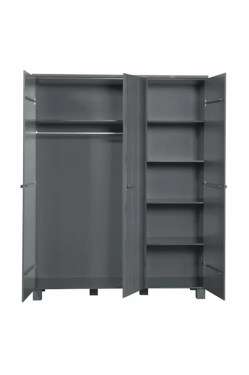 WOOOD Garderobeskab Dennis, 3 låger Stål-grå New