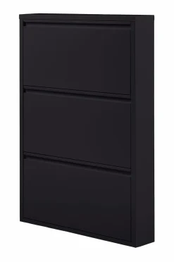 WOOOD Entrémøbler>Skoskab med 3 rum Sabine sort