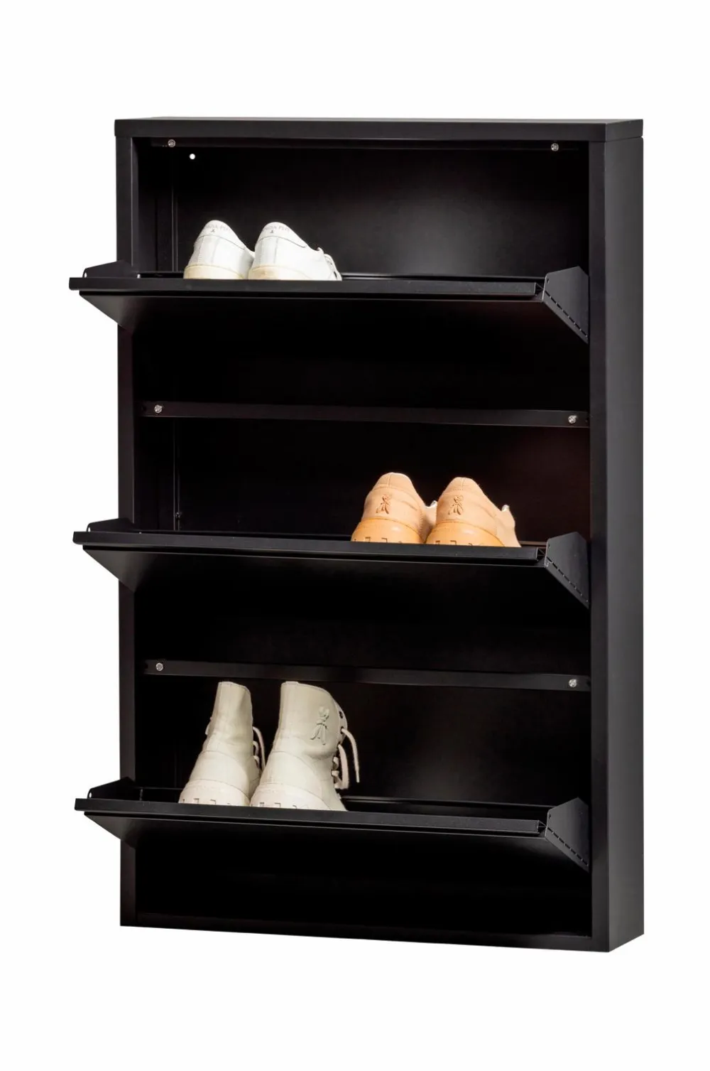 WOOOD Entrémøbler>Skoskab med 3 rum Sabine sort