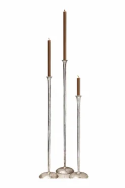 Zelected by Houze Lysestager & Lanterner>Gulvlysestager Grand sæt m. 3 Nikkelpletteret messing