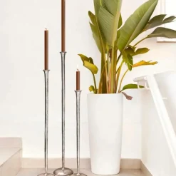 Zelected by Houze Lysestager & Lanterner>Gulvlysestager Grand sæt m. 3 Nikkelpletteret messing