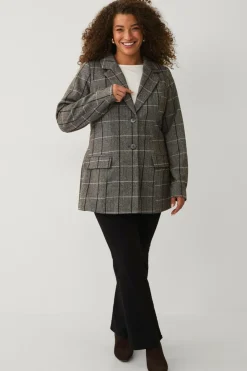 Zizzi Blazere & Veste>Blazer mKalis L/S Blazer Grey check