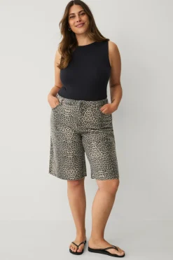 Zizzi Denimshorts jLeona Bermuda Shorts Leopard Sale