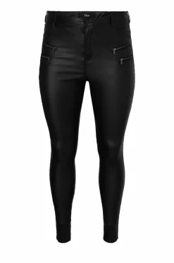 Zizzi Jeans mJoy Coated Zip Amy Pants Black