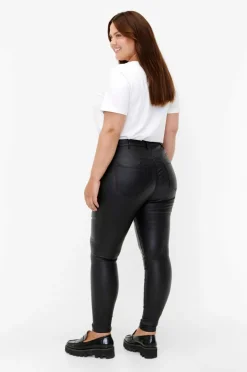 Zizzi Jeans mJoy Coated Zip Amy Pants Black