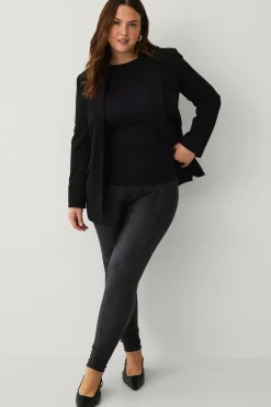 Zizzi Tights & Leggings>Leggings Emana, Long, PU Leggings Black snake