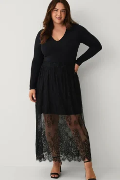 Zizzi Nederdele>Maxi nederdel miLovia, Maxi Skirt Black