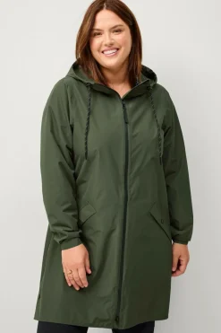 Zizzi Regntøj>Regnjakke caKlara Zip L/S Raincoat Peat