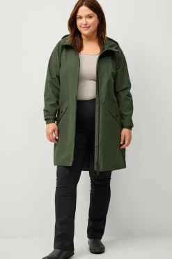 Zizzi Regntøj>Regnjakke caKlara Zip L/S Raincoat Peat