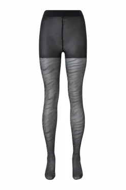 Zizzi Strømpebukser Tights 30 Den Glitter Zebra Blackw. Silver Hot