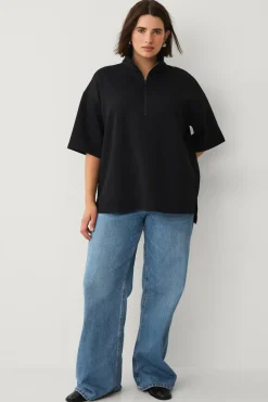 Zizzi Sweatshirts & Hoodies>Sweatshirt caKatalina 1/2 Zip Black