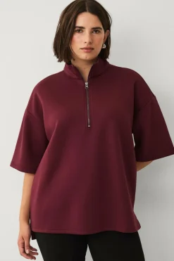 Zizzi Sweatshirt caKatalina 1/2 Zip Tawny port Hot
