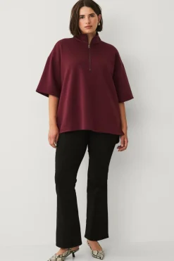 Zizzi Sweatshirt caKatalina 1/2 Zip Tawny port Hot