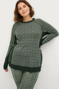 Zizzi Skiundertøj|Skiundertøj>Termisk top mAnnie L/S Ski Pullover Deep lake comb